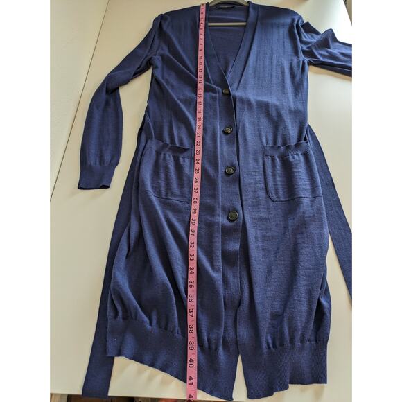 Piazza Sempione Cardigan Sweater Wool Silk Long Knit Fall Winter Blue Size S - Picture 11 of 11